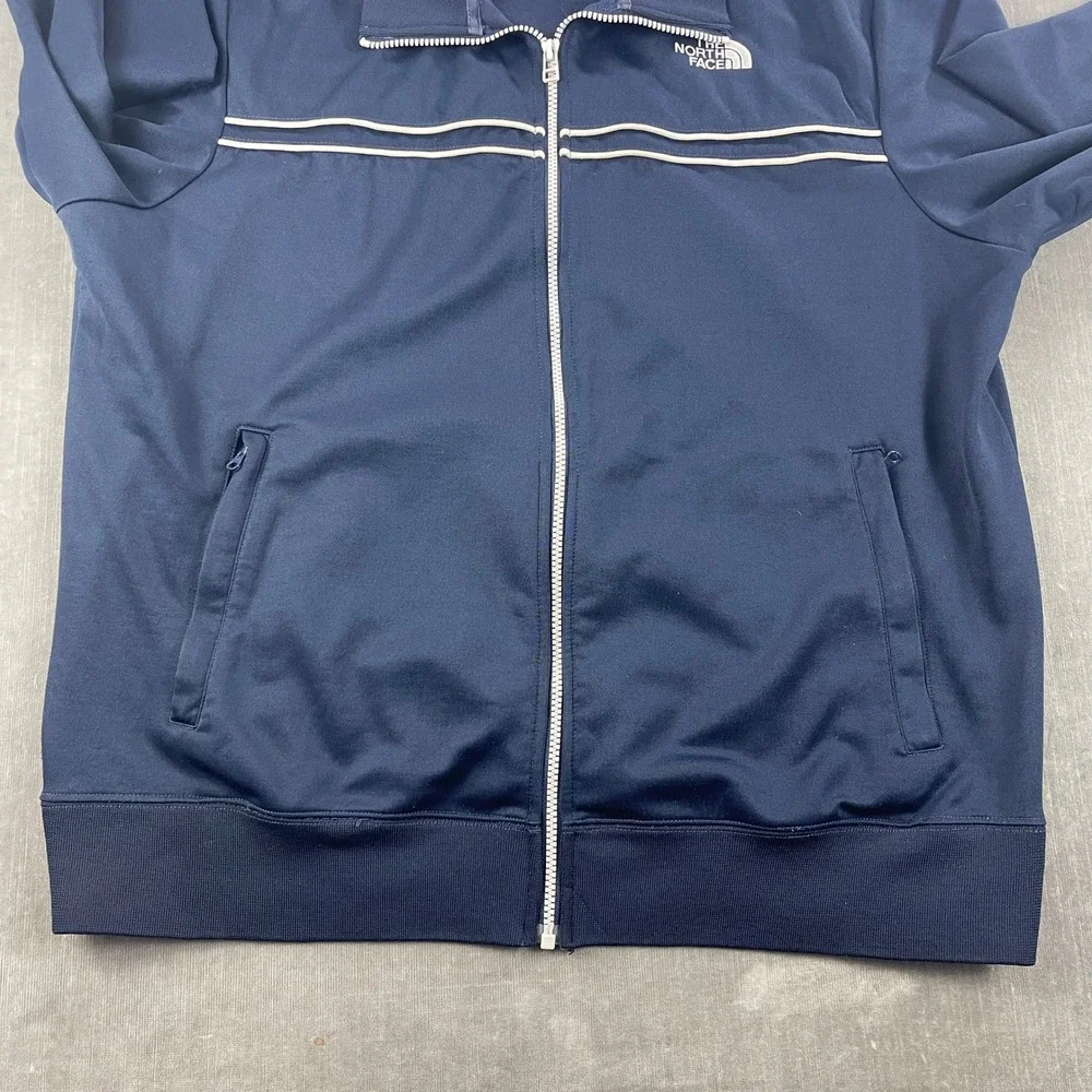 The North Face Mens X-Large Navy Blue Track Jacket Full Zip Piping‎ Logo